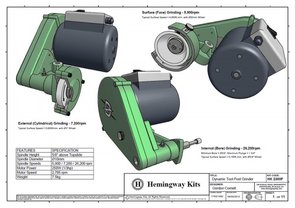 Dynamic Tool Post Grinder - Drawings & Notes